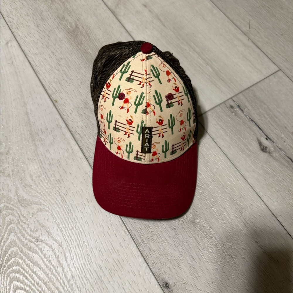 Ariat Red and Cream Floral Print Hat